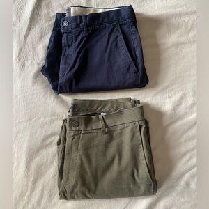 Set of 2 Men’s Trousers J.Crew 32x30 in Blue & Banana Republic 33x30 Olive Green